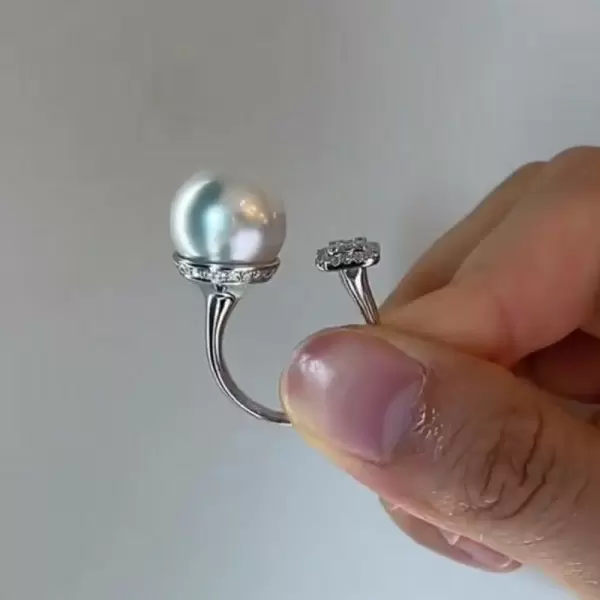10mm White Pearl Free Open Ring