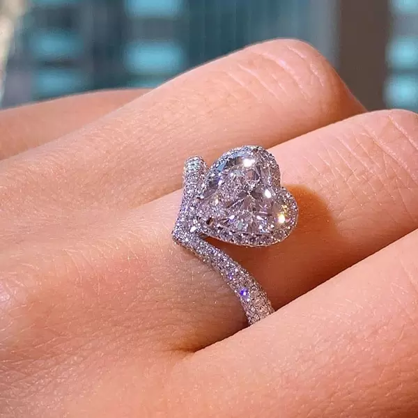 Handmade Halo 2.0 CT Heart Cut Engagement Ring