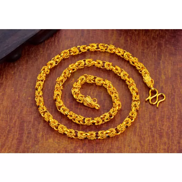 Men's 18K Gold Dragon Head End Chain