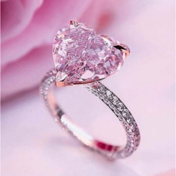 Handmade 1.5 CT Heart Cut Sterling Silver Engagement Ring