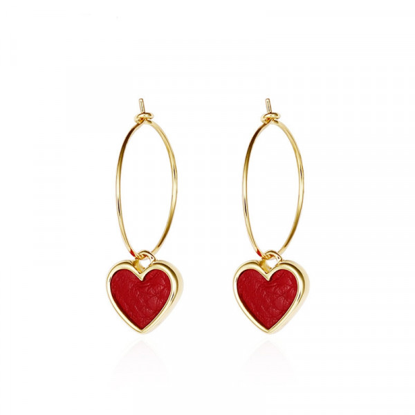 Fashion Red Heart Dangle Earring
