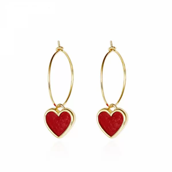 Fashion Red Heart Dangle Earring
