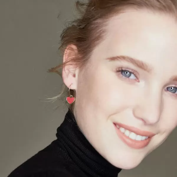 Fashion Red Heart Dangle Earring