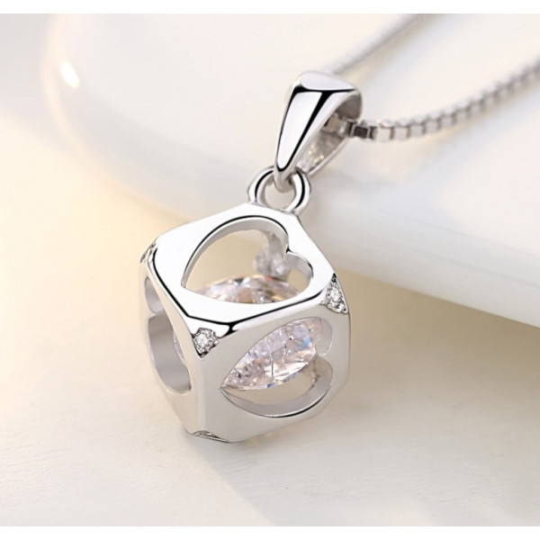 Handmade Stone In Cage Sterling Silver Pendent Necklace