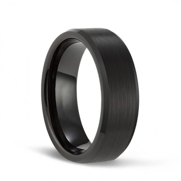 Black Tungsten Wedding Bands with Matte Brushed for Men