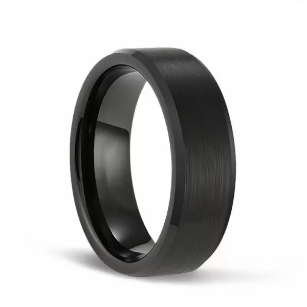 Black Tungsten Wedding Bands with Matte Brushed for Men