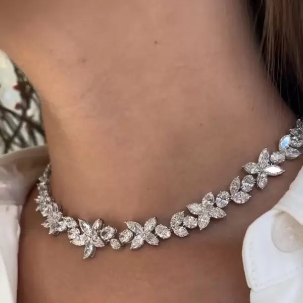 38ctw Marquise and Oval Cut Statement Necklace