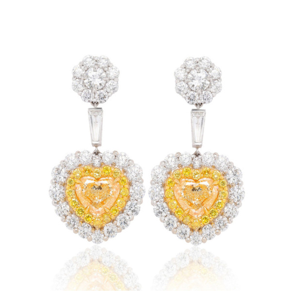 Heart Cut Yellow Sapphire Drop Earrings