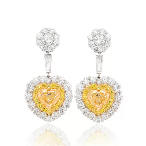 Heart Cut Yellow Sapphire Drop Earrings
