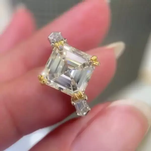 2ct Unique Asscher Cut White Sapphire Engagement Ring 