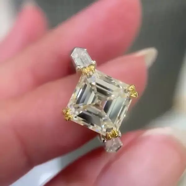 2ct Unique Asscher Cut White Sapphire Engagement Ring 