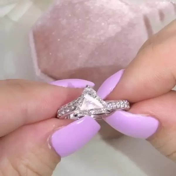 Triangle White Sapphire Engagement Ring