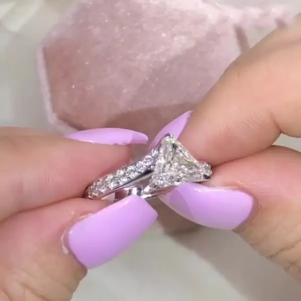 Triangle White Sapphire Engagement Ring