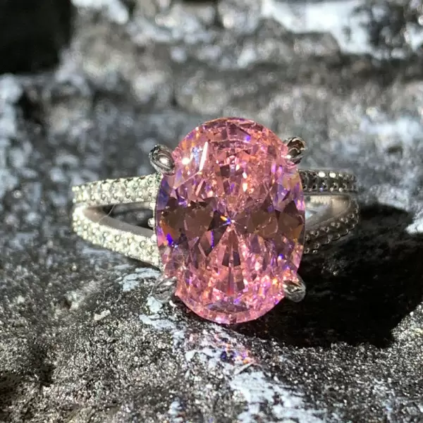 5ct Oval Cut Pink Sapphire Split Shank Engagement Ring