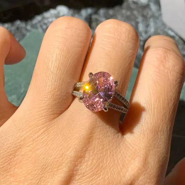 5ct Oval Cut Pink Sapphire Split Shank Engagement Ring