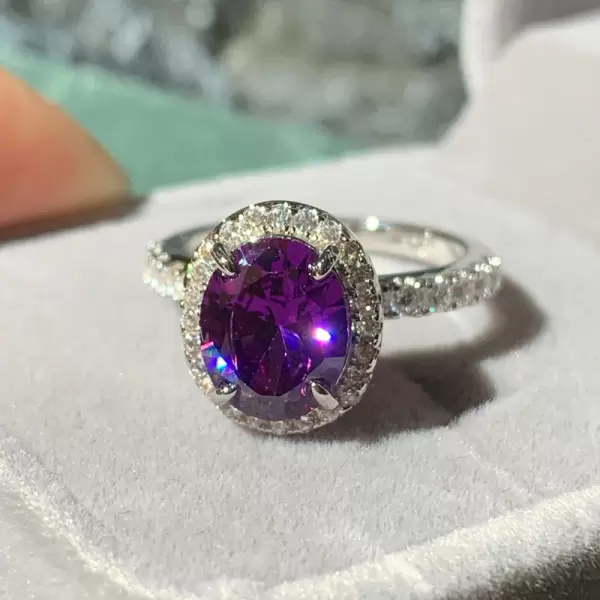 2.5ct Oval Cut Amethyst Classic Halo Engagement Ring