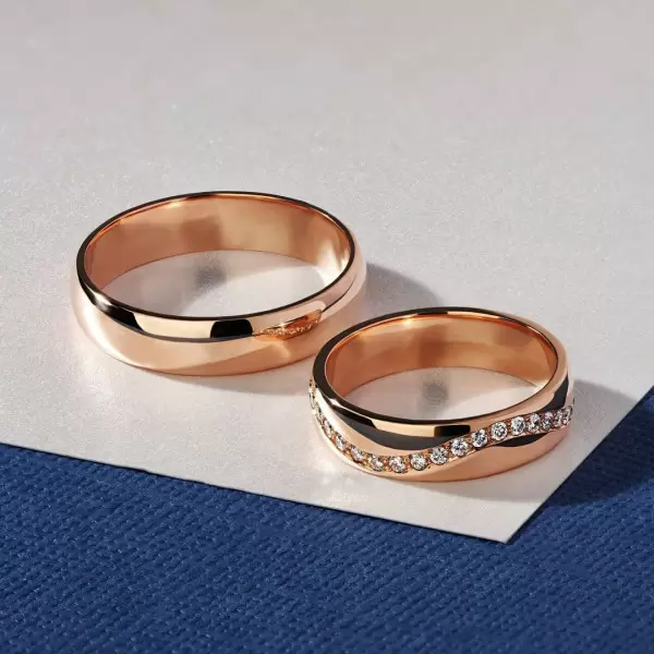 Handmade Rose Gold Wedding Couple Ring