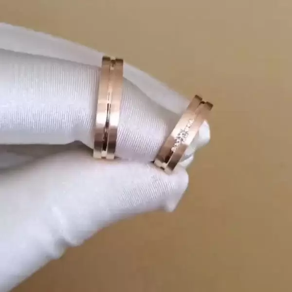 Sterling Silver Wedding Couple Ring In Gold