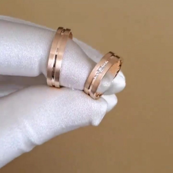Sterling Silver Wedding Couple Ring In Gold