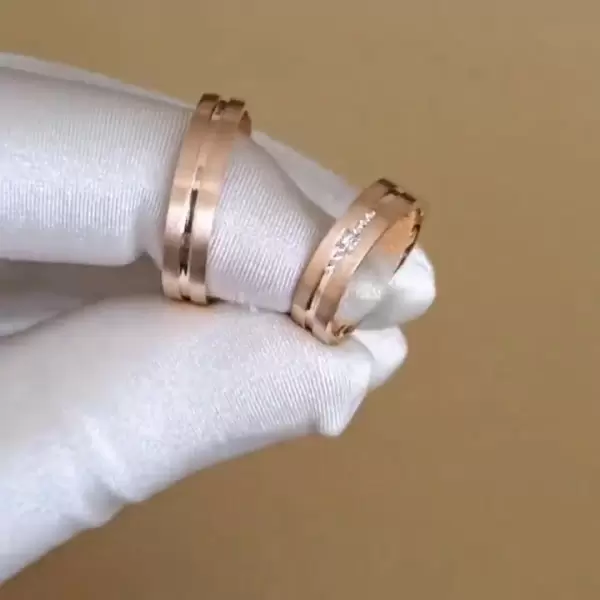 Sterling Silver Wedding Couple Ring In Gold