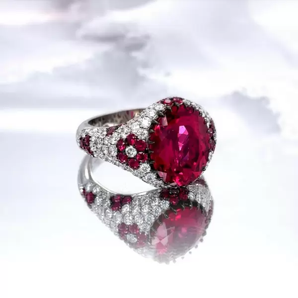 Vintage 6.3ct Oval Cut Ruby Engagement Ring