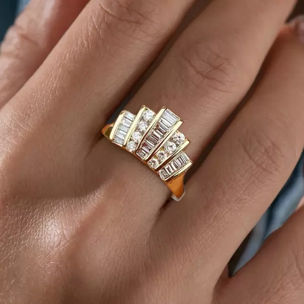 1.6ctw Baguette Cut White Sapphire V-Shape Band Ring