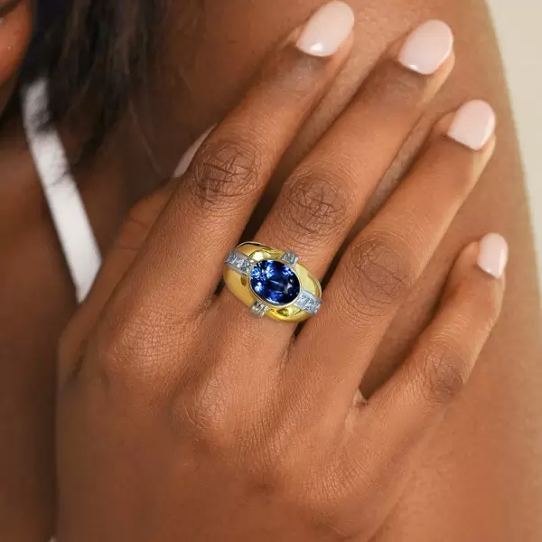 3.5ctw Oval Cut Sapphire Channel Set Cocktail Ring