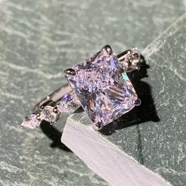 4ct Radiant Cut White Sapphire Engagement Ring