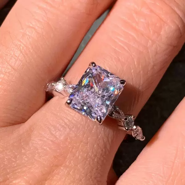 4ct Radiant Cut White Sapphire Engagement Ring