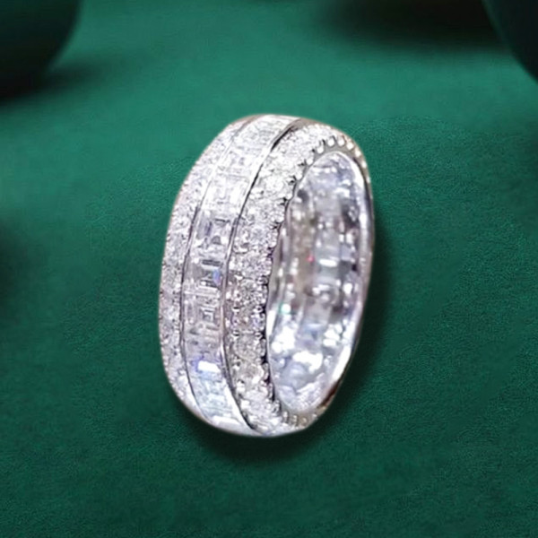 7.35ctw Asscher Cut White Sapphire Eternity Band