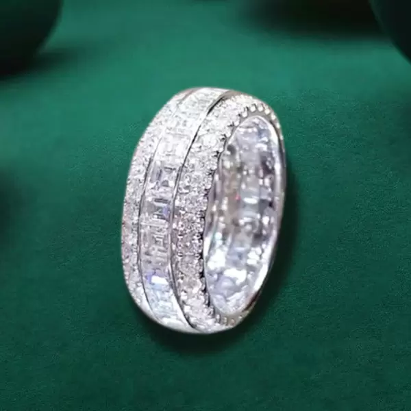7.35ctw Asscher Cut White Sapphire Eternity Band