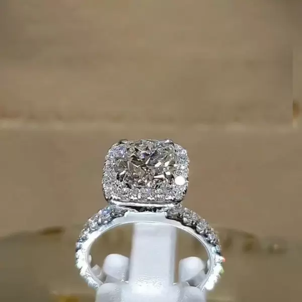 2ct Halo Cushion Cut  White Sapphire Engagement Ring