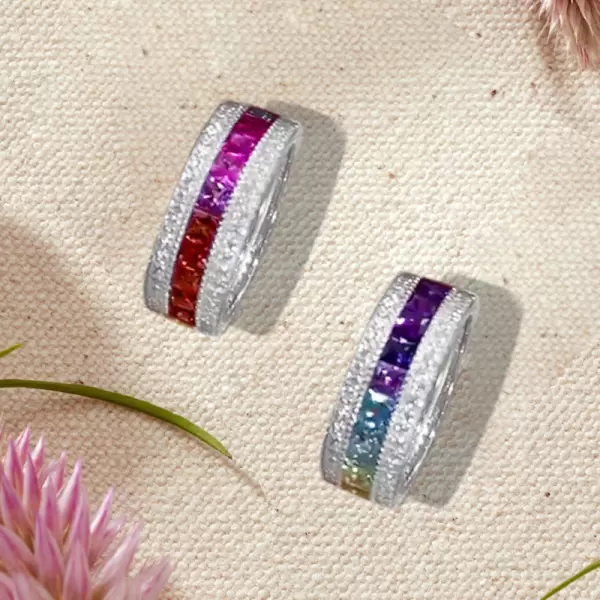 3.55ctw Princess Cut Multi-colored Sapphire Eternity Band