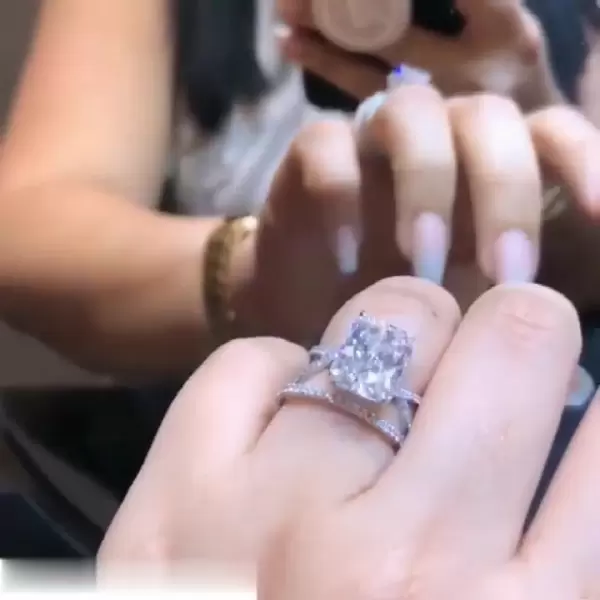 6ct Cushion Cut White Sapphire 2pcs Bridal Set