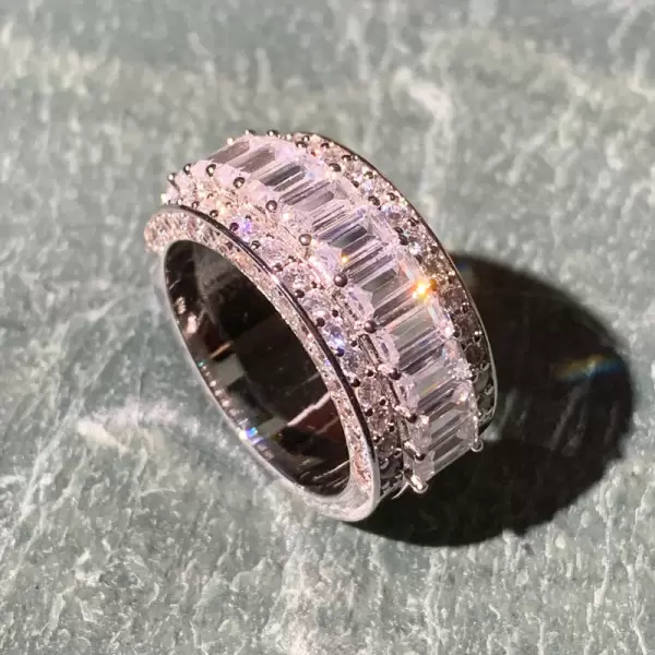 6.55ct Emerald Cut White Sapphire Eternity Band for Men