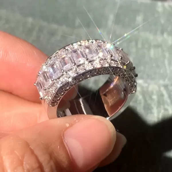 6.55ct Emerald Cut White Sapphire Eternity Band for Men