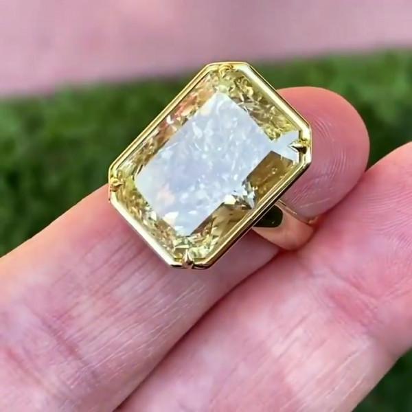 Radiant Cut Yellow Sapphire Engagement Ring
