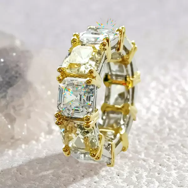 15ctw Asscher Cut Two Tone Eternity Ring