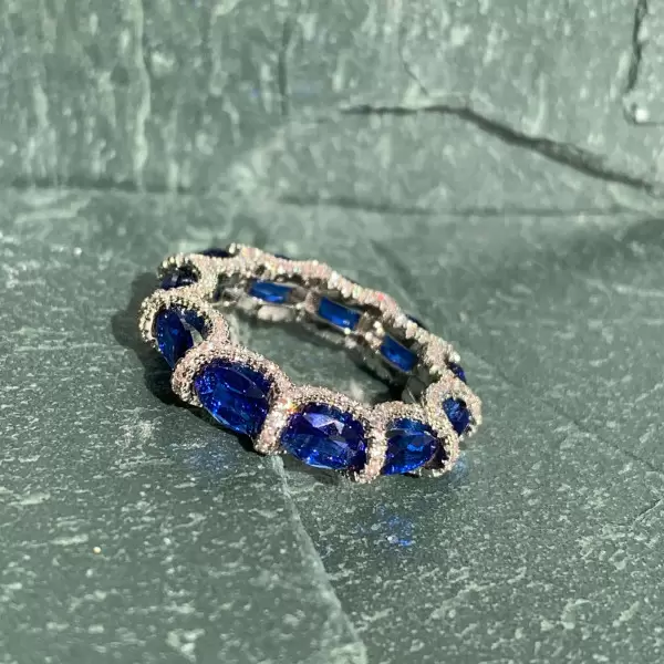 2.25ct Oval Cut Blue Sapphire  Eternity Band