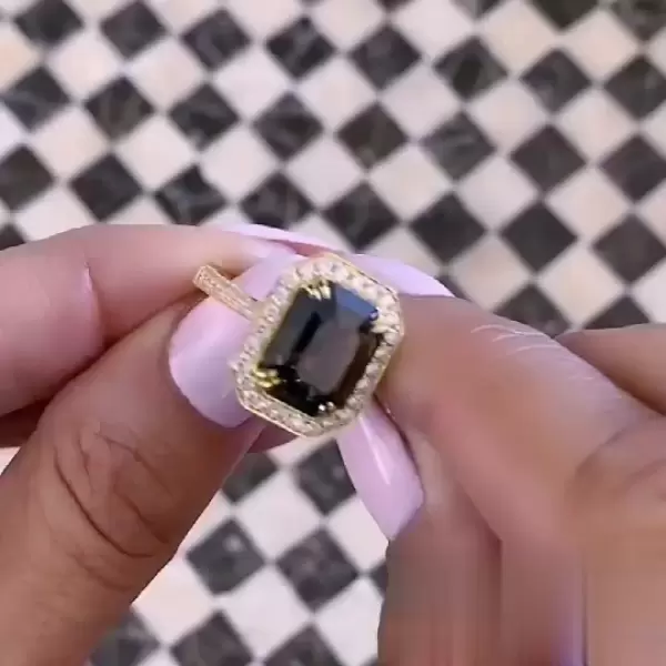Khaki Green Sapphire Engagement Ring