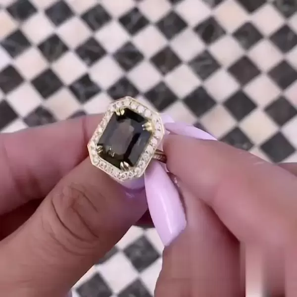 Khaki Green Sapphire Engagement Ring