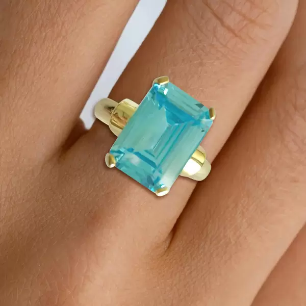 8.4ct Emerald Cut Aquamarine Engagement Ring