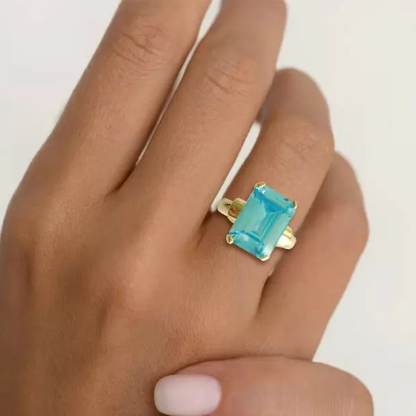8.4ct Emerald Cut Aquamarine Engagement Ring