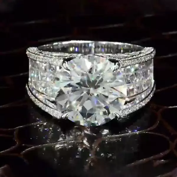 5ct Round Cut White Sapphire Engagement Ring