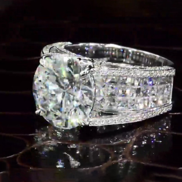 5ct Round Cut White Sapphire Engagement Ring