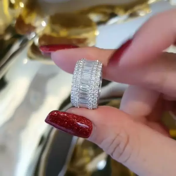 4.75ct Emerald Cut White Sapphire Eternity Band
