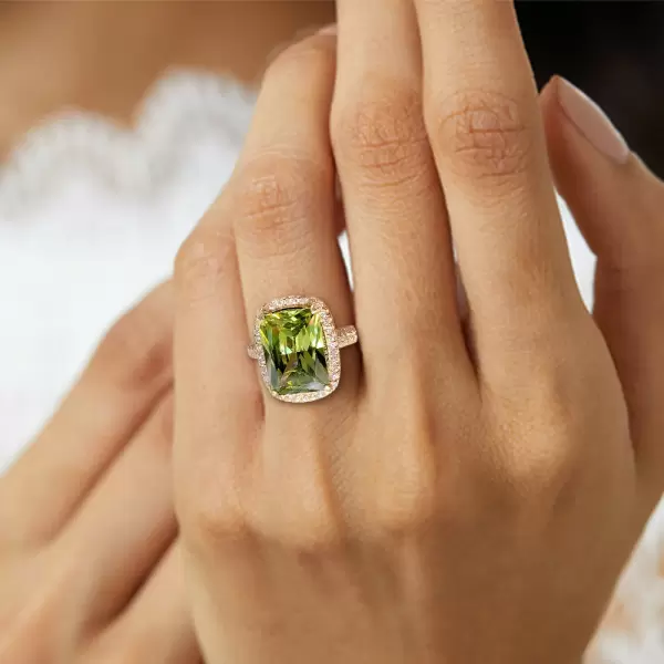 6.5ct Cushion Cut Unique Green Engagement Ring in Rose Gold