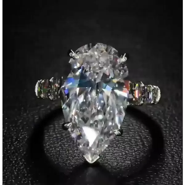 6ct Pear Cut White Sapphire Engagement Ring