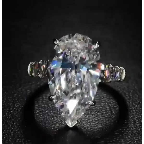 6ct Pear Cut White Sapphire Engagement Ring