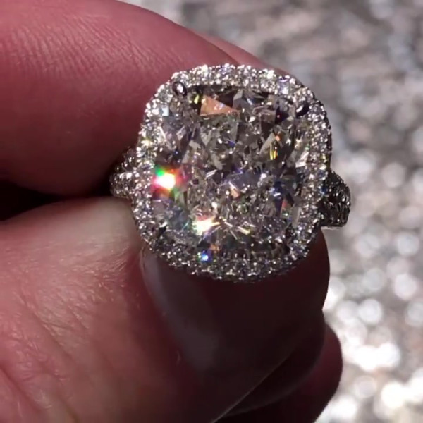 Halo Cushion Cut Engagement Ring